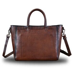 7946 Leather Top Handle Handbag Retro Satchel Vintage Cowhide Handmade